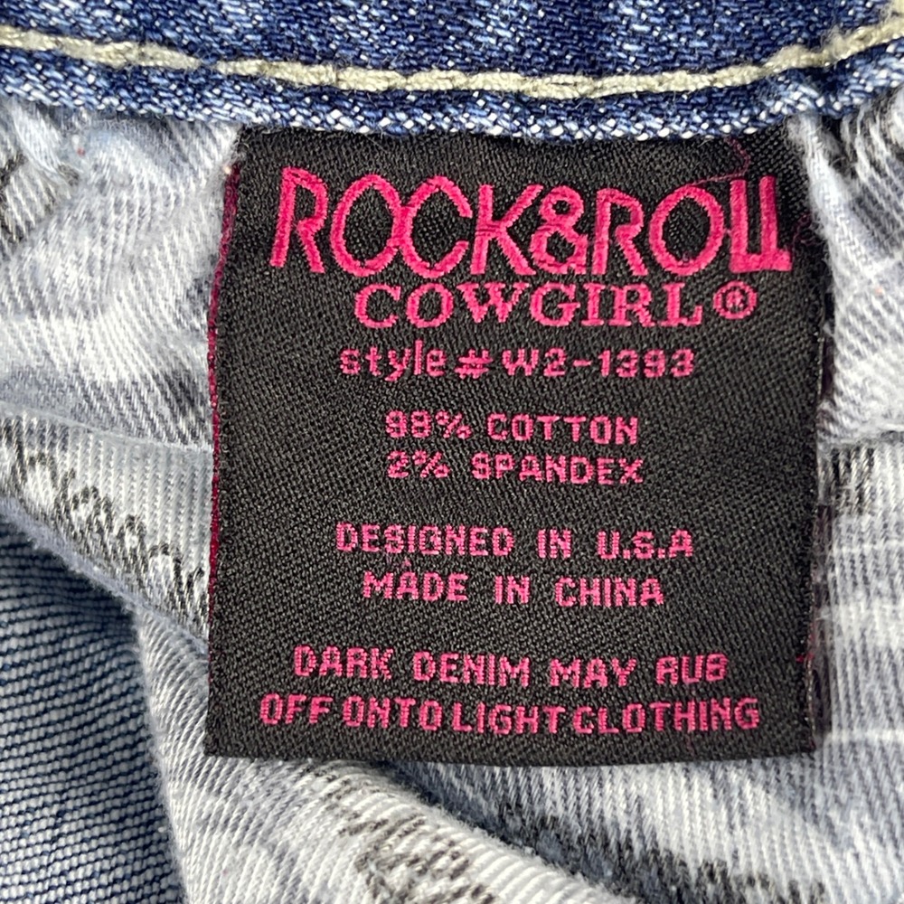 Rock & Roll Cowgirl Jeans Women 27/32 Blue Bootcut Flare Distressed W2-1383 - Picture 10 of 13